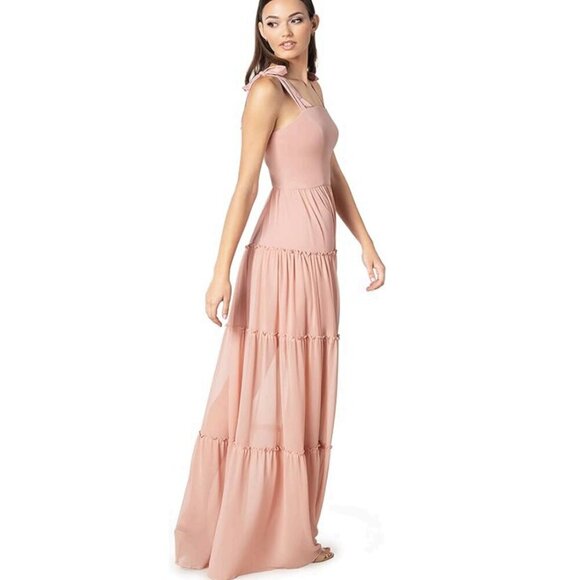 Dress The Population Adonia Sleeveless Square-Neck Maxi Gown Blush Size Small - Picture 1 of 12
